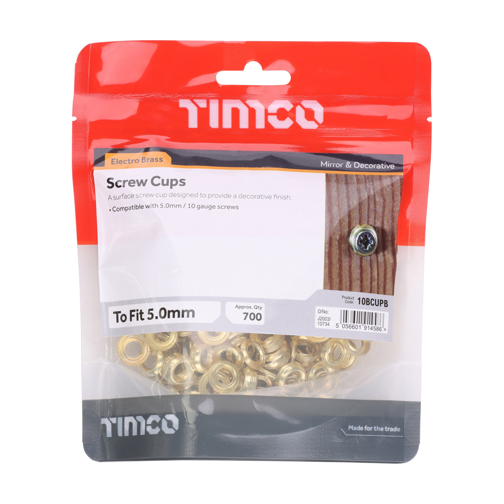 TIMCO Screw Cups - Electro Brass