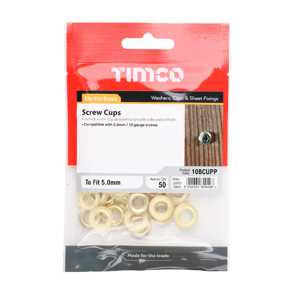 TIMCO Screw Cups - Electro Brass