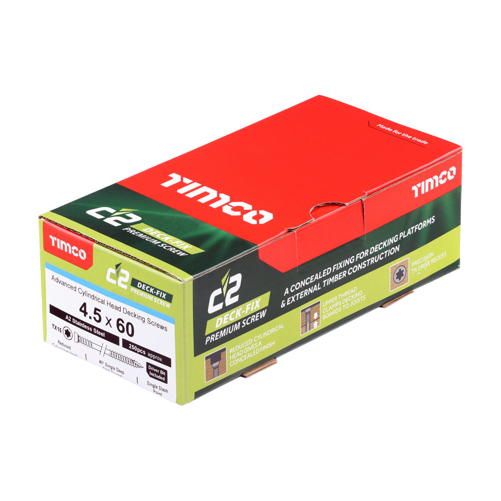 TIMCO C2 Deck-Fix Premium Cylinder Head Decking Screws - Stainless Steel