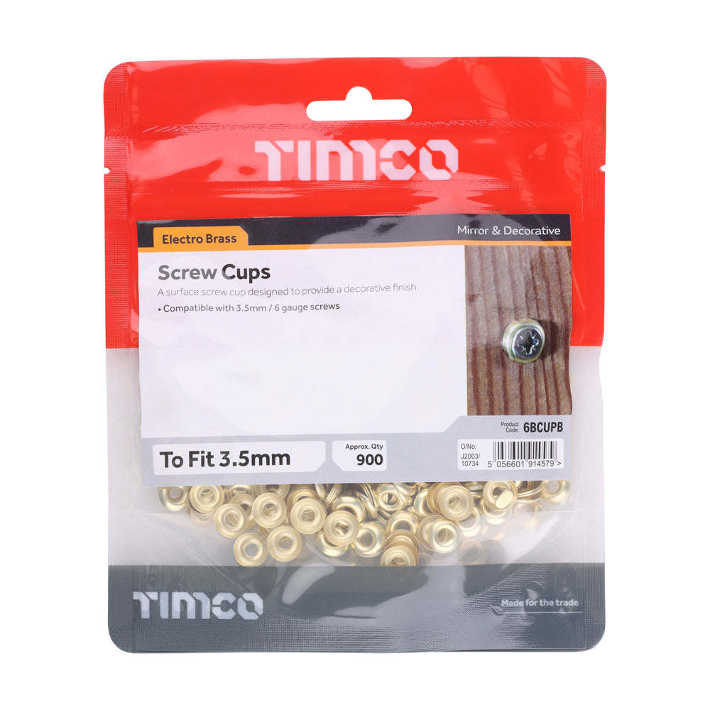 TIMCO Screw Cups - Electro Brass