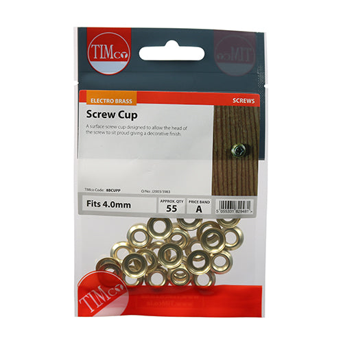 TIMCO Screw Cups - Electro Brass