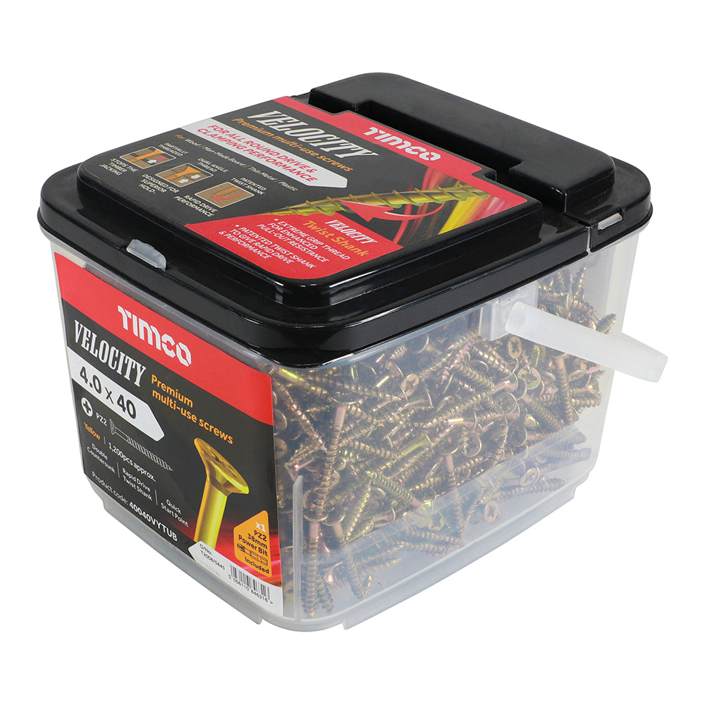 TIMCO Velocity Premium Multi-Use Countersunk Gold Woodscrews - TUB