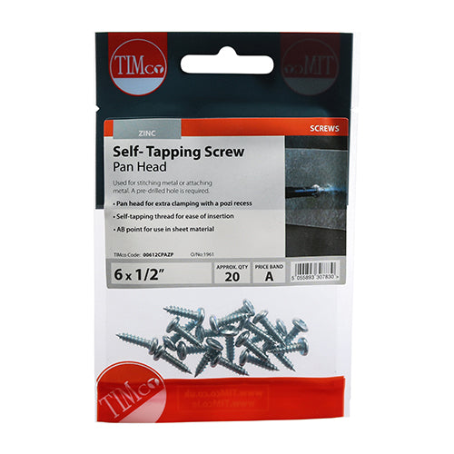 TIMCO Self-Tapping Pan Head Silver Screws - TIMpac