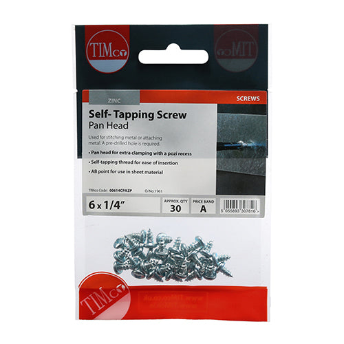 TIMCO Self-Tapping Pan Head Silver Screws - TIMpac