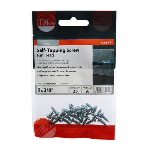 TIMCO Self-Tapping Pan Head Silver Screws - TIMpac