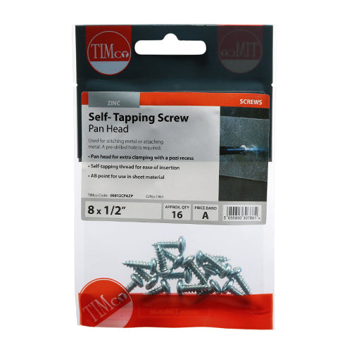 TIMCO Self-Tapping Pan Head Silver Screws - TIMpac
