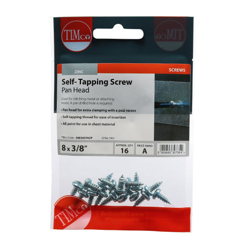 TIMCO Self-Tapping Pan Head Silver Screws - TIMpac
