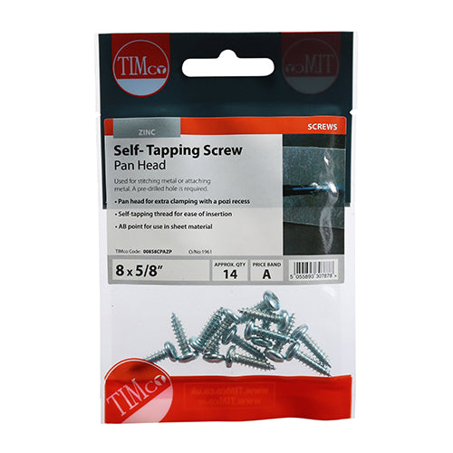 TIMCO Self-Tapping Pan Head Silver Screws - TIMpac