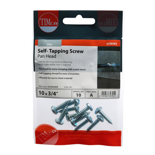 TIMCO Self-Tapping Pan Head Silver Screws - TIMpac