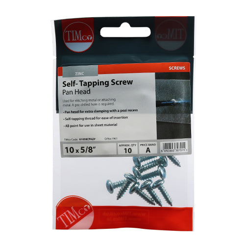 TIMCO Self-Tapping Pan Head Silver Screws - TIMpac