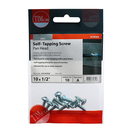 TIMCO Self-Tapping Screw - Pan Head - Zinc