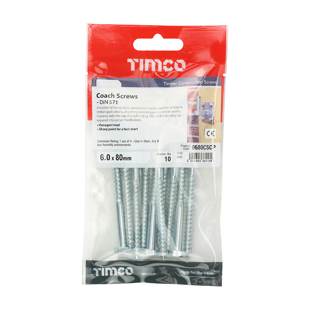 TIMCO Coach Screws Hex Head Silver
