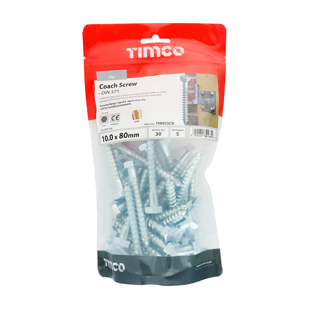 TIMCO Coach Screws Hex Head Silver