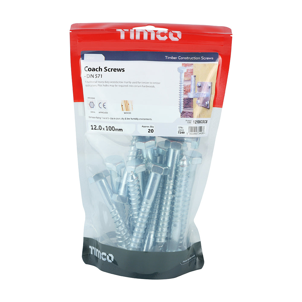 TIMCO Coach Screws Hex Head Silver