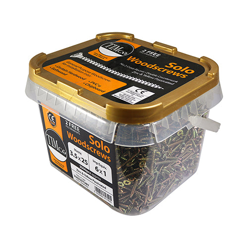 TIMCO Solo Countersunk Woodscrews - Yellow - TUB