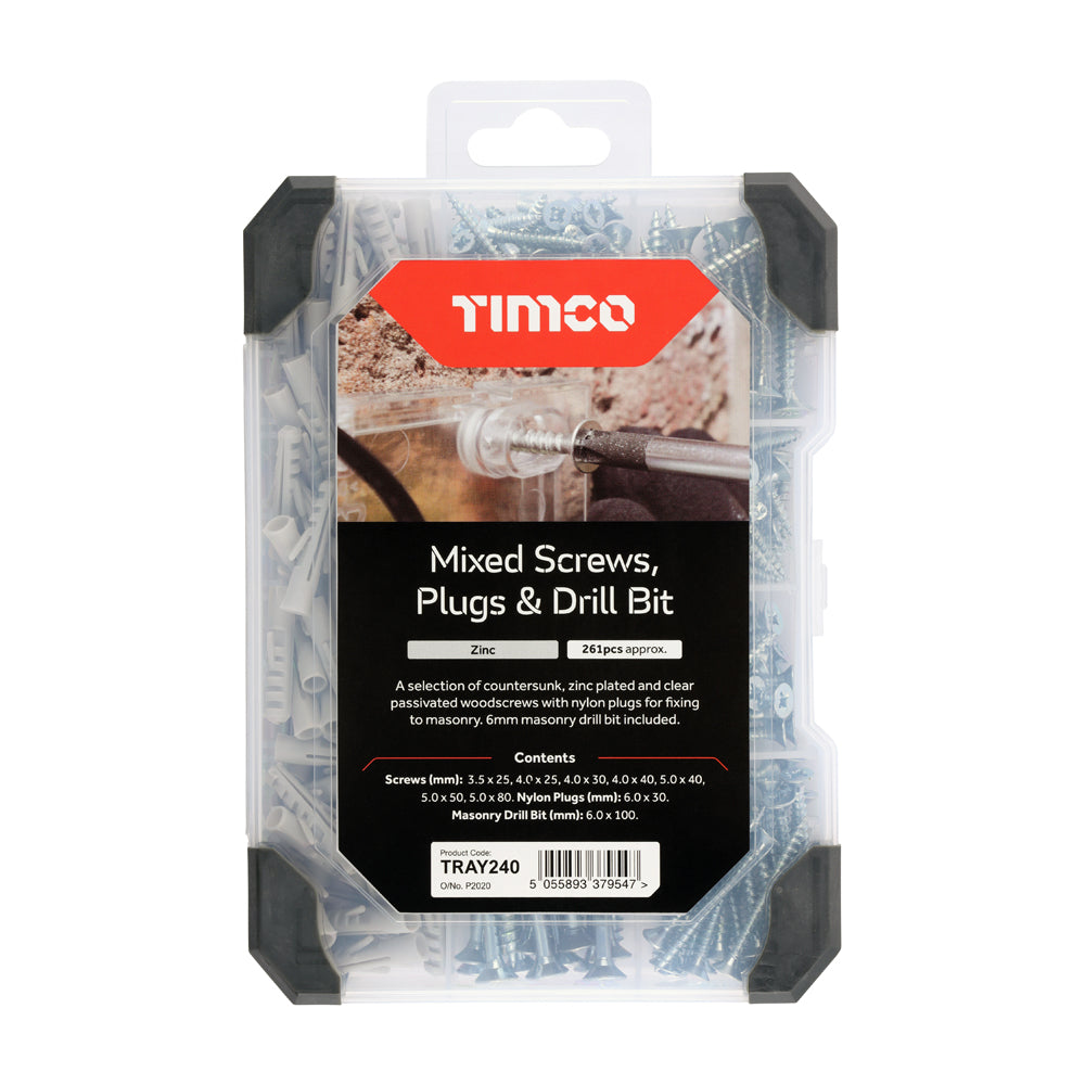 TIMCO Screws, Plug & Drill Bit Mixed Tray - Silver - 251 pcs