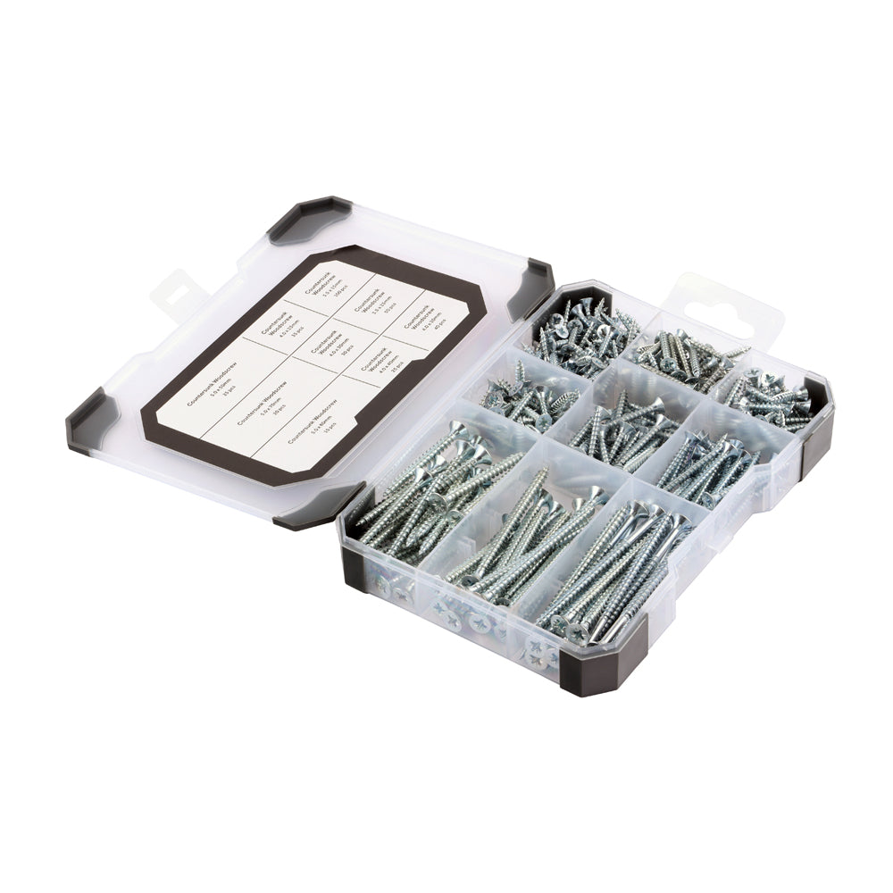 TIMCO Countersunk Woodscrews Mixed Tray - Silver - 340 pcs