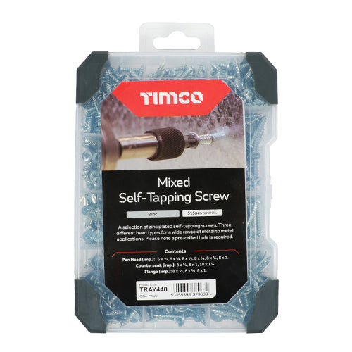 TIMCO Self-Tapping Silver Screws Mixed Tray - 475 pcs