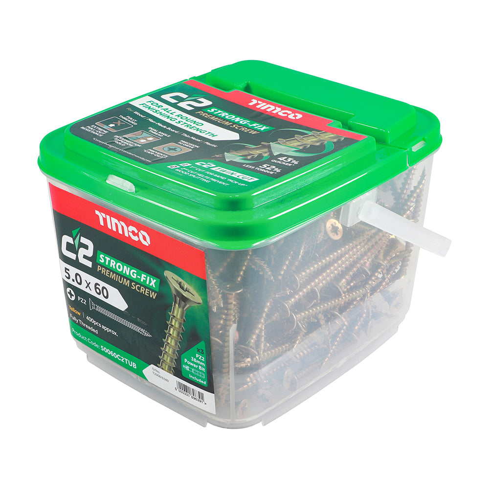 TIMCO C2 Strong-Fix Multi-Purpose Premium Countersunk Gold Woodscrews - TUB