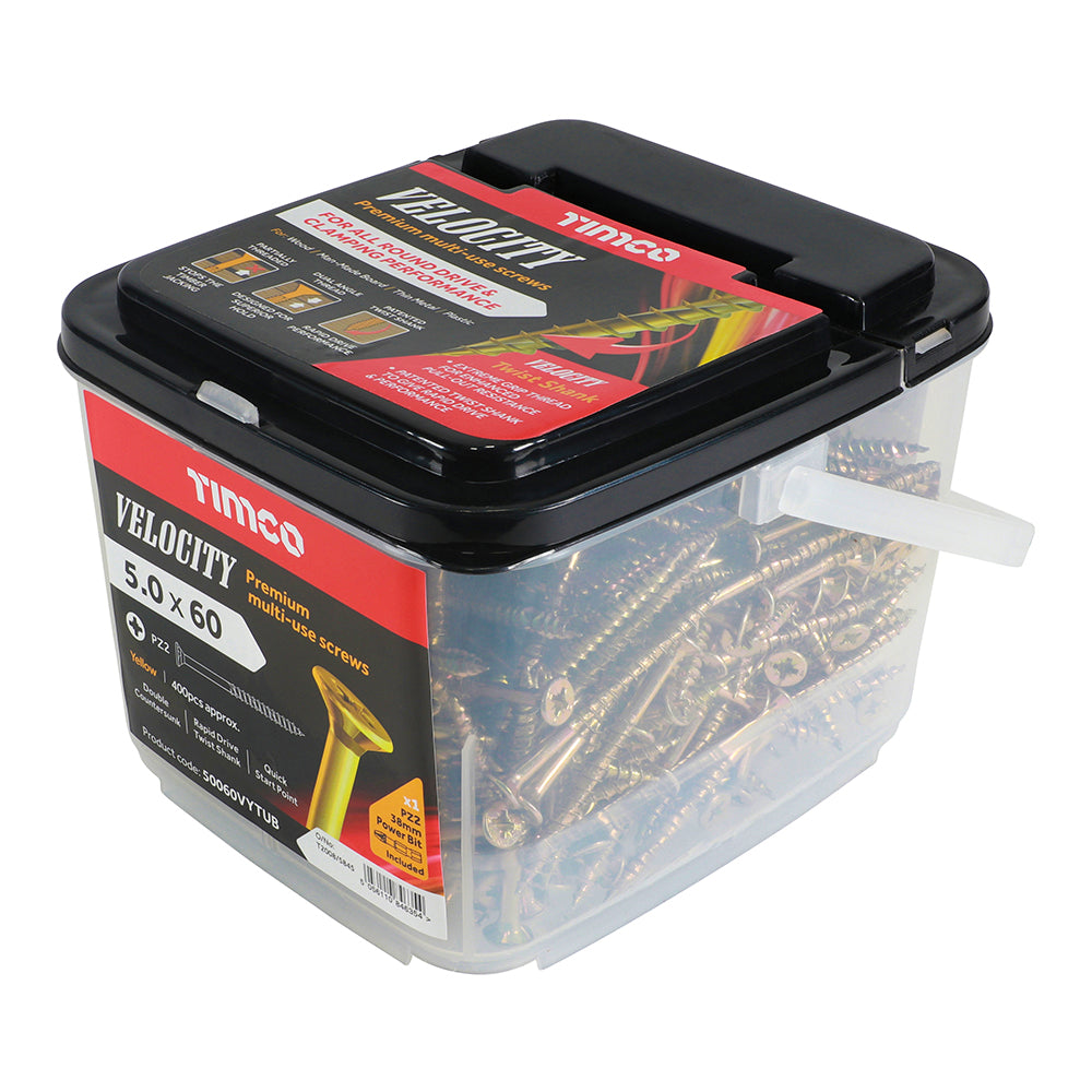 TIMCO Velocity Premium Multi-Use Countersunk Gold Woodscrews - TUB