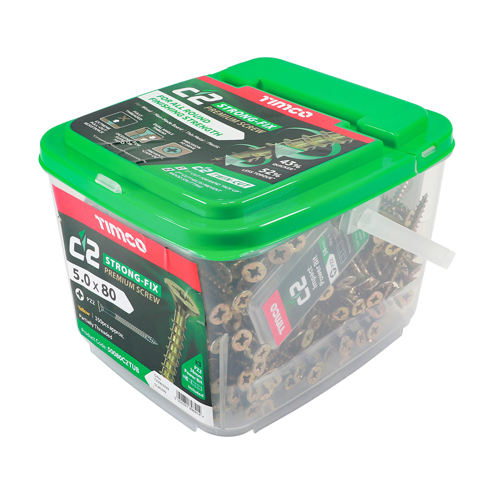 TIMCO C2 Strong-Fix Multi-Purpose Premium Countersunk Gold Woodscrews - TUB