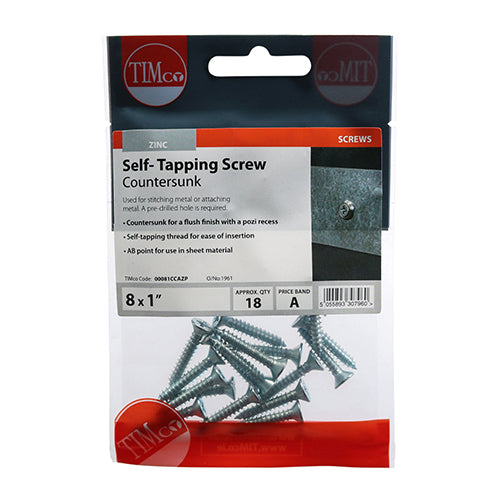 TIMCO Self-Tapping Countersunk Silver Screws - TIMpac