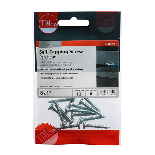 TIMCO Self-Tapping Pan Head Silver Screws - TIMpac