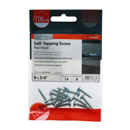 TIMCO Self-Tapping Pan Head Silver Screws - TIMpac