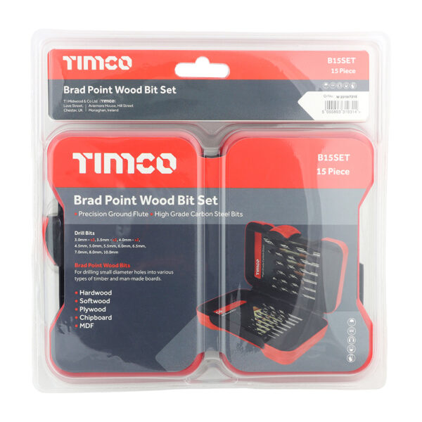 Brad Point Wood Bit Set - 15 pcs - Image 2