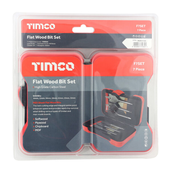 Flat Wood Bit Set - 7 pcs - Image 2