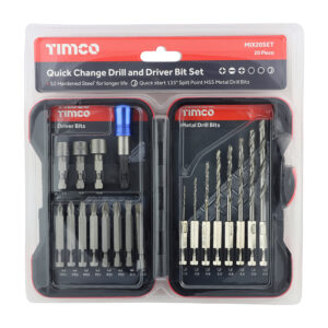 Driver Bit & Ground Jobber Drill Bit Set - 20 pcs