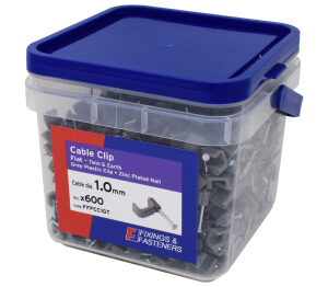 Cable Clips - Flat - Grey - TUB (600pcs)