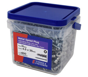 Speedplug Plasterboard Fixing - Tub - 300 Screws (4.5x35mm) + 300 Plugs