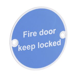 Fire Door Keep Locked Sign - Satin Anodised Aluminium 76mm